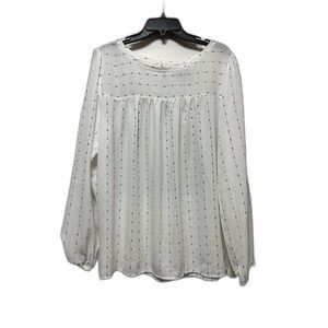 Loft Outlet Chiffon Blouse New Blue Yellow Stripes Ruffle (644)
